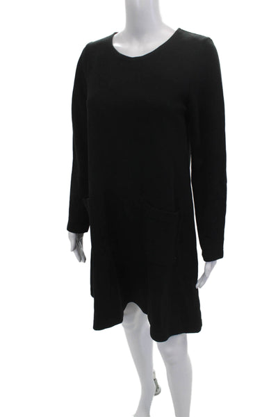 Armor Lux Women Black Sweater Dress Long Sleeve Button Viscose Size 0