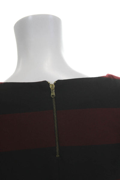 Zara Womens Shift Dress Black Striped Round Neck 3/4 Sleeve Short Size M