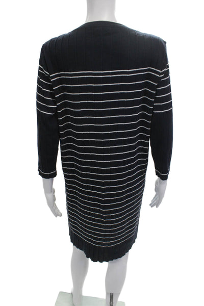 Armor Lux Women Sweater Dress Striped Dark Blue Round Neck 3/4 Sleeve Size 1