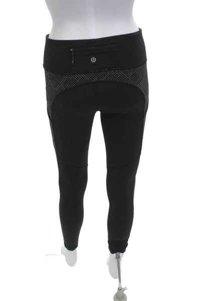 Lululemon Women Ankle Jeggings Black Polka Dot Zip Size 8
