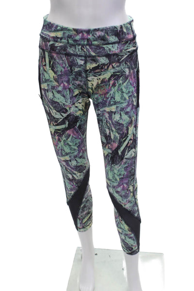 Lululemon Women Cropped Ankle Black Graphic Print Leggings Size 10