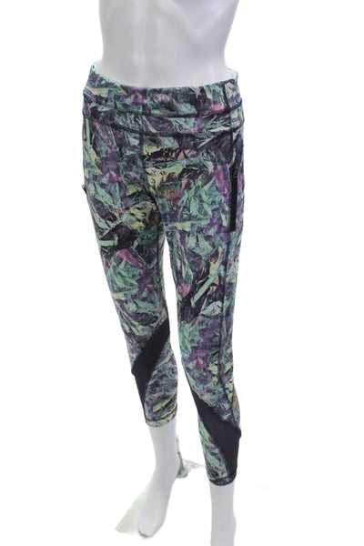 Lululemon Women Cropped Ankle Black Graphic Print Leggings Size 10