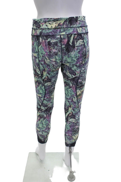 Lululemon Women Cropped Ankle Black Graphic Print Leggings Size 10