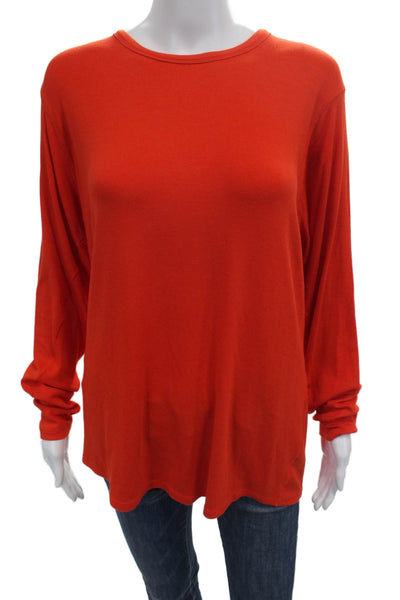 Lululemon Womens Plus Orange Crew Neck Basic T-Shirt Long Sleeve Size 20