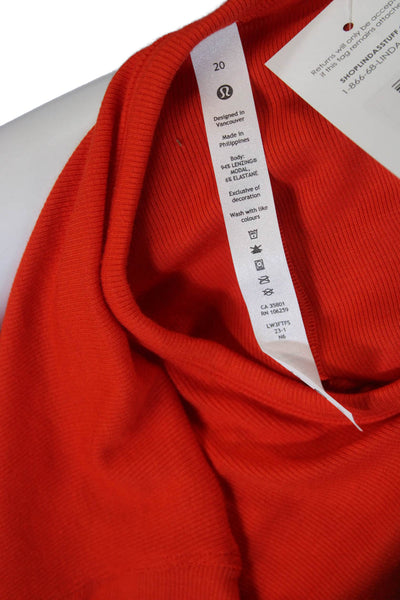 Lululemon Womens Plus Orange Crew Neck Basic T-Shirt Long Sleeve Size 20