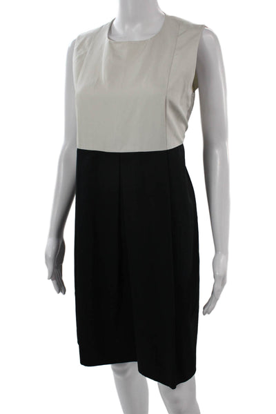 S Max Mara Womens Shift Dress Beige Silk Blend Sleeveless Knee Length Size M