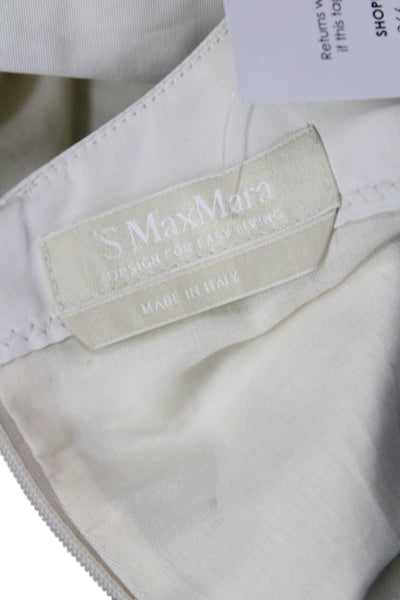 S Max Mara Womens Shift Dress Beige Silk Blend Sleeveless Knee Length Size M