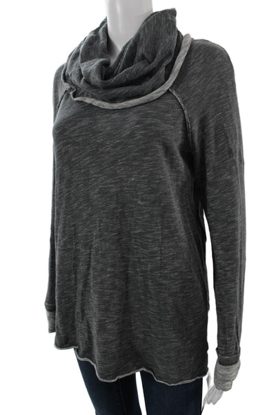 FP Beach Mens Long Sleeve Crew Neck Cotton Top Dark Gray Size One Size