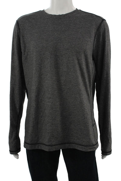 FP Beach Mens Long Sleeve Crew Neck Cotton Top Dark Gray Size One Size