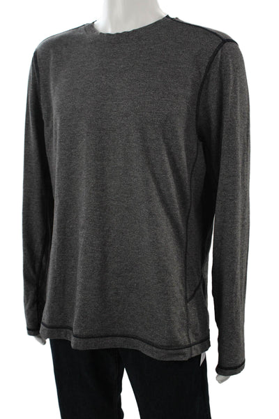 FP Beach Mens Long Sleeve Crew Neck Cotton Top Dark Gray Size One Size