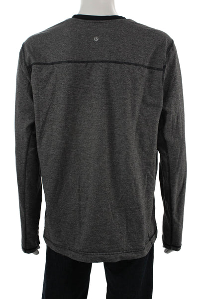 Lululemon Mens Dark Gray Long Sleeve Crew Neck T Shirt Polyester Size 2XL