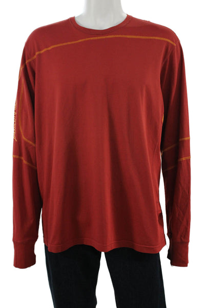 Lululemon Mens Red Long Sleeve Crew Neck T Shirt Polyester PreOwned Size 2XL