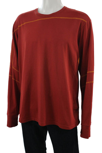 Lululemon Mens Red Long Sleeve Crew Neck T Shirt Polyester PreOwned Size 2XL