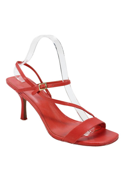 Michael Michael Kors Womens Strappy Square Toe Heels Red Size 10