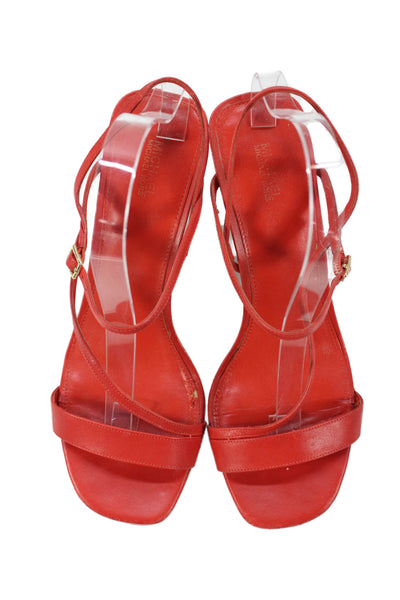 Michael Michael Kors Womens Strappy Square Toe Heels Red Size 10