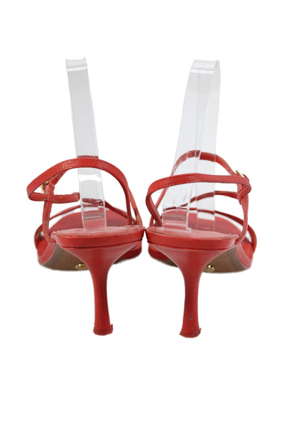 Michael Michael Kors Womens Strappy Square Toe Heels Red Size 10