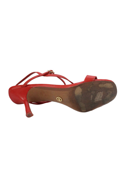 Michael Michael Kors Womens Strappy Square Toe Heels Red Size 10