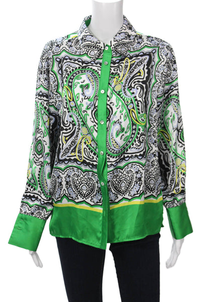 Industry Womens Black Paisley Collared Buttonup Blouse Longsleeve Petite Size XS