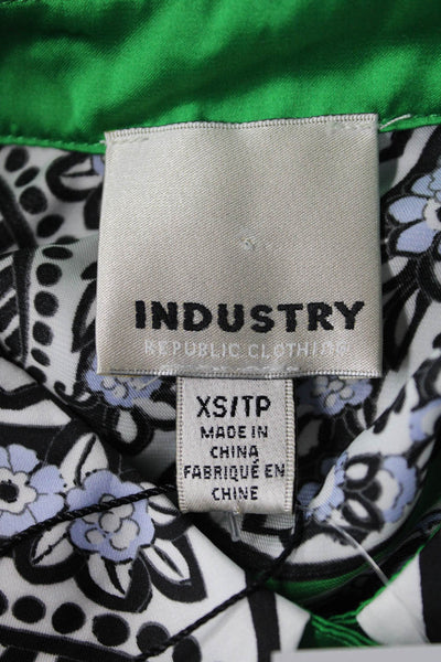 Industry Womens Black Paisley Collared Buttonup Blouse Longsleeve Petite Size XS