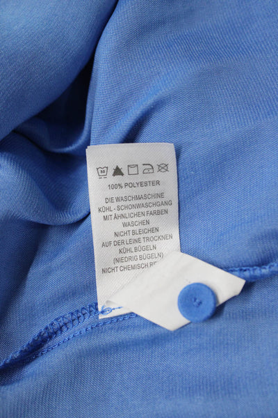 Maison D'Amelie Women Blue V-Neck Long Sleeve Button Blouse Polyester Size XS