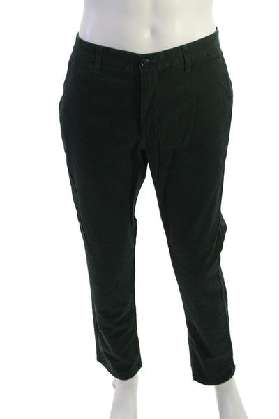 Bonobos Mens Chino Pants Green Button 100% Cotton Size 35