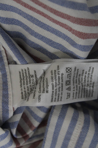 J Crew Mens Striped Flex Oxford Slim Fit Shirt Blue Red Cotton Size Large