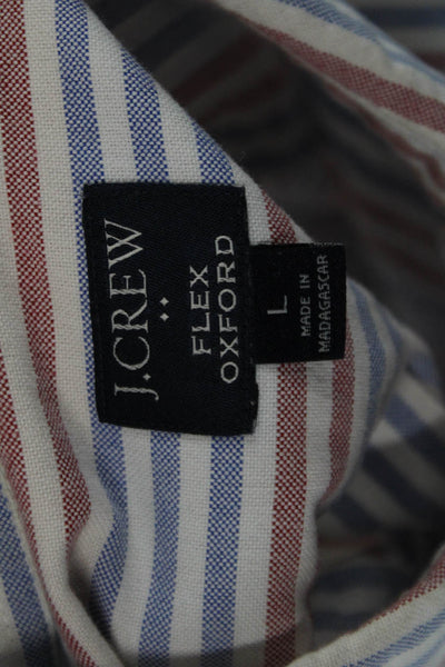 J Crew Mens Striped Flex Oxford Slim Fit Shirt Blue Red Cotton Size Large