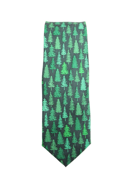 J Crew Mens Silk Pine Tree Print Narrow Necktie Green