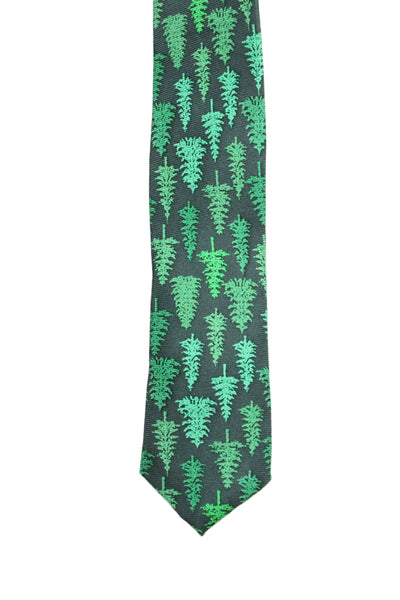 J Crew Mens Silk Pine Tree Print Narrow Necktie Green