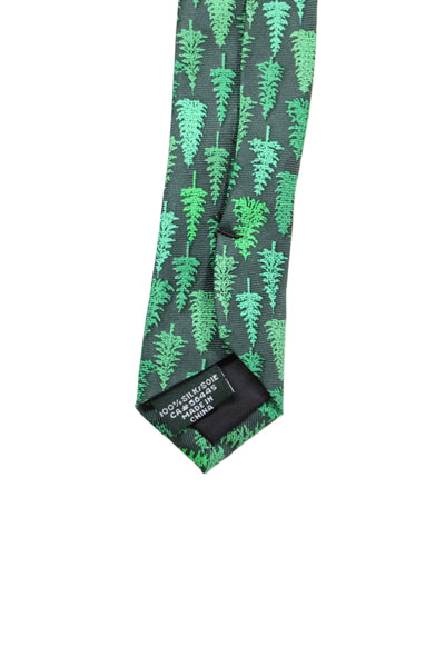 J Crew Mens Silk Pine Tree Print Narrow Necktie Green