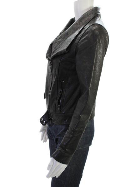 Vince Womens Biker Motorcycle Jacket Black Wool Yak Blend Button Size XS
