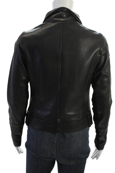 Vince Womens Biker Motorcycle Jacket Black Wool Yak Blend Button Size XS