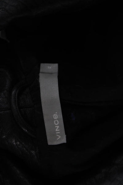 Vince Womens Biker Motorcycle Jacket Black Wool Yak Blend Button Size XS