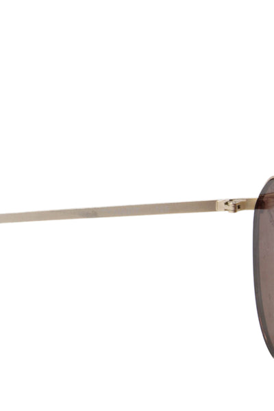 Quay Womens Metal Frame Brown Lens Aviator Sunglasses Gold