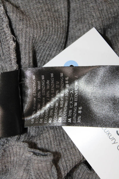 Samsoe & Samsoe Women Cropped Gray Button Up Top Long Sleeve Crew Neck Size XS