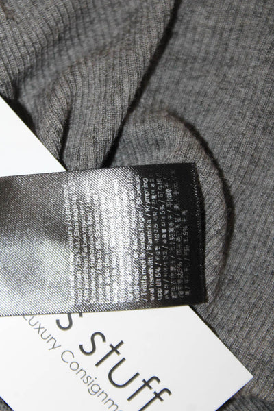 Samsoe & Samsoe Women Cropped Gray Button Up Top Long Sleeve Crew Neck Size XS