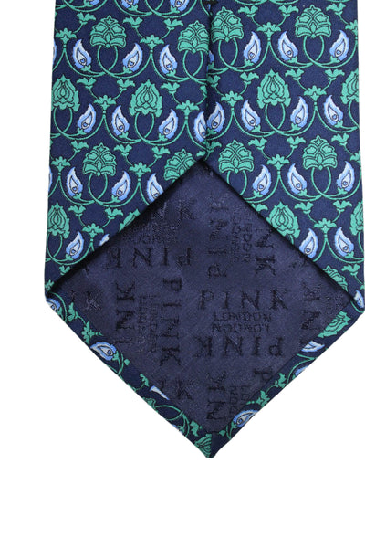 Pink Men's Classic Silk Navy Blue Floral Neck Tie One Size