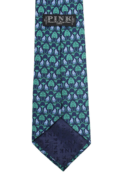 Pink Men's Classic Silk Navy Blue Floral Neck Tie One Size