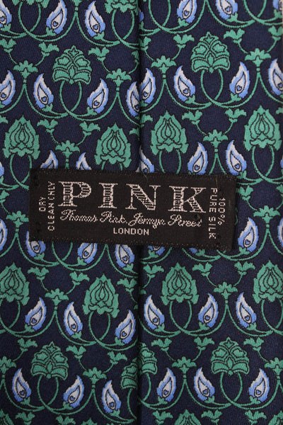 Pink Men's Classic Silk Navy Blue Floral Neck Tie One Size