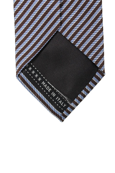 Ermenegildo Zegna Men's Classic Brown/Blue Striped Silk Neck Tie One Size