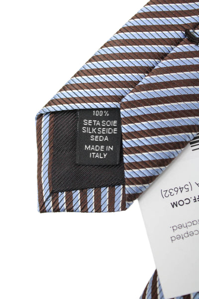 Ermenegildo Zegna Men's Classic Brown/Blue Striped Silk Neck Tie One Size