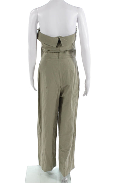 Zara Womens Strapless Green Jumpsuit Sleeveless Cotton Blend Solid Size S