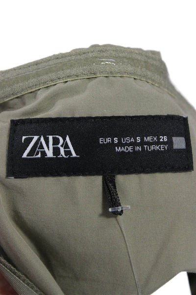 Zara Womens Strapless Green Jumpsuit Sleeveless Cotton Blend Solid Size S