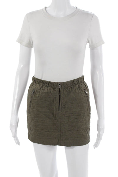 BCBG Max Azria Womens Petite Mini Cargo Skirt Green Cotton Geometric Size 2XS
