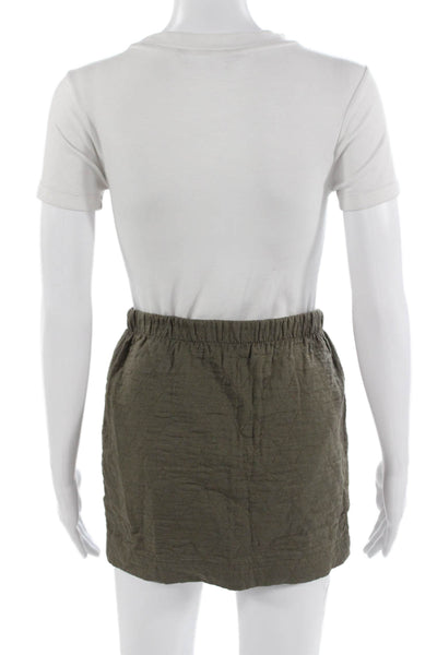 BCBG Max Azria Womens Petite Mini Cargo Skirt Green Cotton Geometric Size 2XS