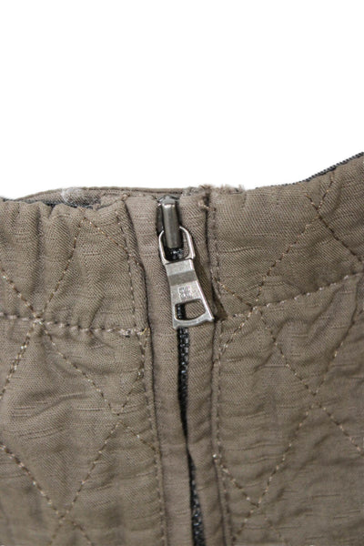 BCBG Max Azria Womens Petite Mini Cargo Skirt Green Cotton Geometric Size 2XS