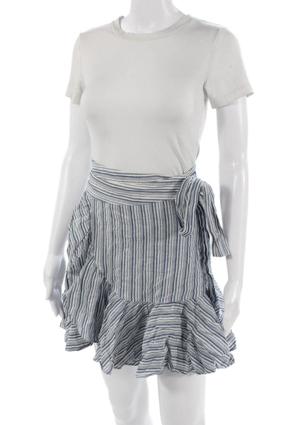 Rebecca Taylor Womens Flare Wrap Skirt Blue Striped Cotton Size 0