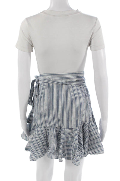 Rebecca Taylor Womens Flare Wrap Skirt Blue Striped Cotton Size 0
