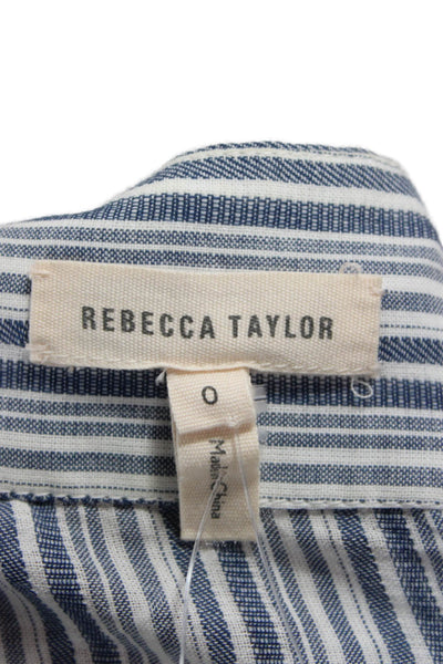 Rebecca Taylor Womens Flare Wrap Skirt Blue Striped Cotton Size 0