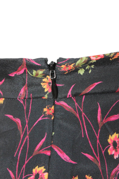 Scripted Women Black Floral Mini Wrap Skirt Polyester Petites Size XS